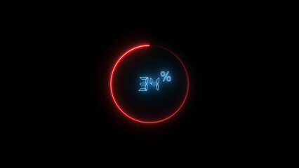 3 Number Digital percentage counter illustration. red circular bar. black background 4k video.