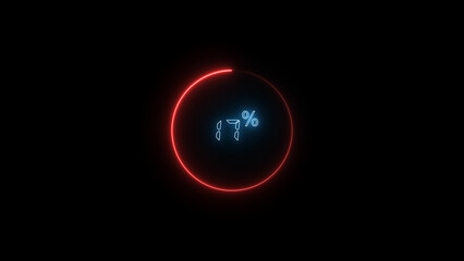 17 Number Digital percentage counter illustration. red circular bar. black background 4k video.