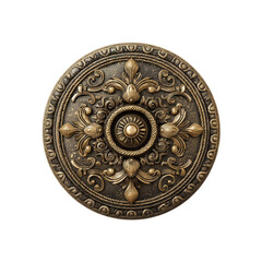 Fototapeta premium Ornate Bronze Ceiling Medallion, Decorative Round Ceiling Rose, Antique Style Wall Decor