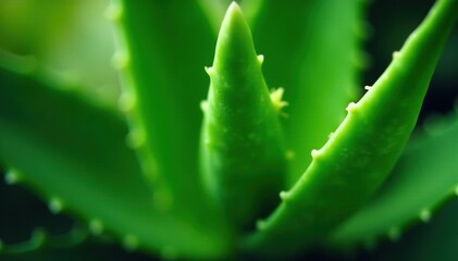 Close-up, lush aloe vera plant against vivid green, spa, closeup, foliage