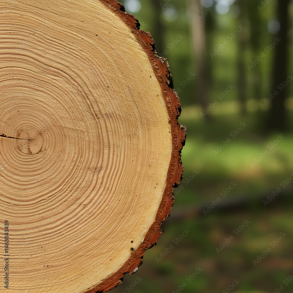 Poster cross section of a tree trunk with visible growth rings