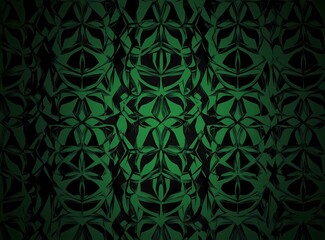 Green and black vector pattern with simple geometric shapes, symmetrical and repeating