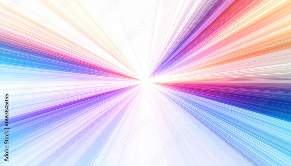 Poster vibrant rays of color radiate outward from a central point, creating a dynamic and abstract visual e
