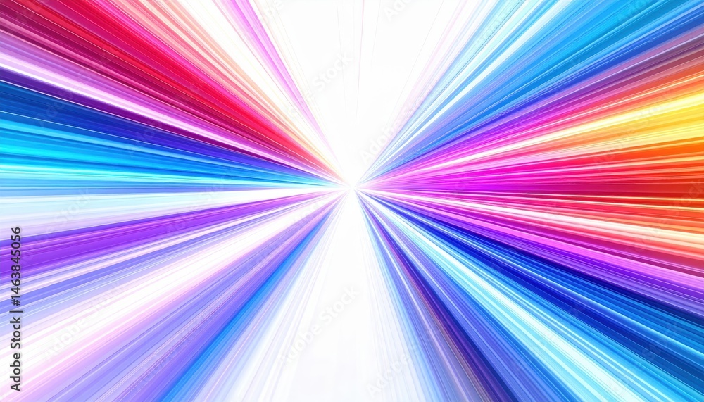 Poster vibrant beams of color radiate outward, creating a dynamic and energetic visual effect that evokes a