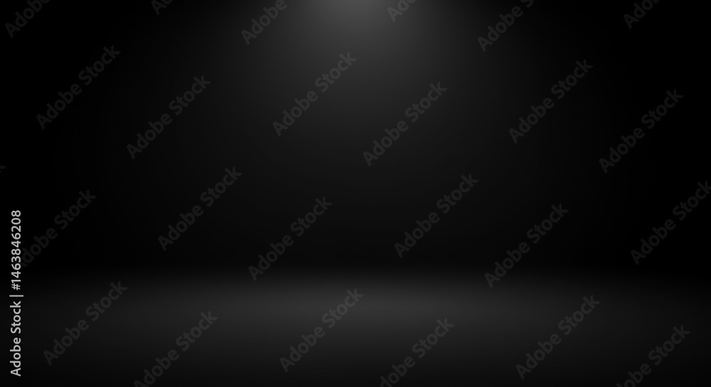 Poster dark black gradient background with soft lighting in studio