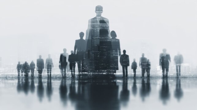 Creative concept of workplace hierarchy and influence through human structure