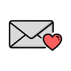 Email envelope with heart symbol representing love  