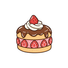 Strawberry Shortcake Illustration, isolated on transparent background.