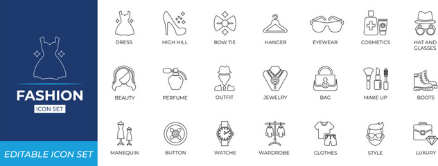 Fashion line icon set.