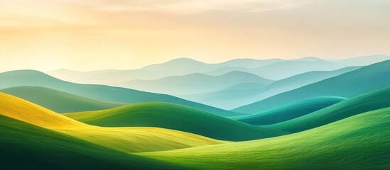 Obraz premium Rolling Green Hills and Distant Mountains