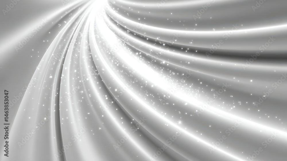 Poster smooth flowing fabric texture with sparkles and light effects.