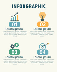 Business Process Infographic with Icon Steps – Vector Illustration