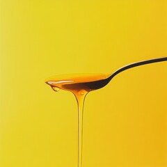 Honey dripping from spoon isolated on white background