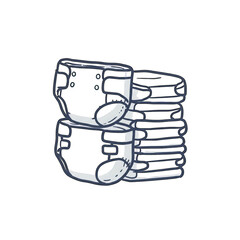 Stacked Baby Diapers: Newborn Essentials Illustration