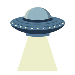 Illustration of UFO with Light Beam