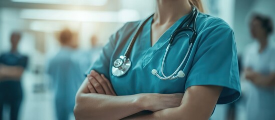 Nurse with Arms Crossed Wearing Stethoscope