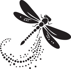 Dragonfly with dotted trail silhouette, symbolizing motion, nature, and freedom. Perfect for dynamic, insect, and flight-themed vector designs. © MdSumon