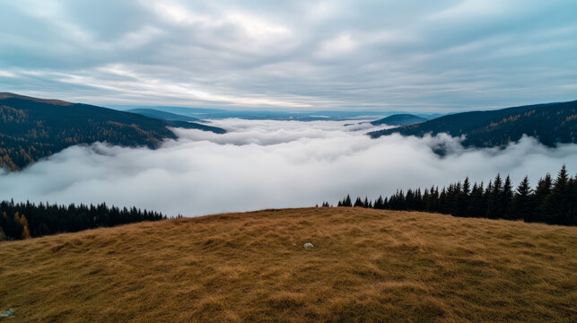 Sublime clouds blanket rolling hills like a whispered secret, perfect for National Park Week or World Biodiversity Day