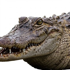 Obraz premium ワニの迫力ある横顔 暗い影と輝く瞳