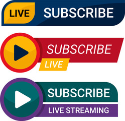 Modern Live Streaming and Subscribe Button Collection