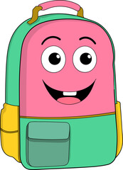 Smiling Cartoon School Bag Character Illustration