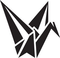 Classic origami paper crane in silhouette style, ideal for Japanese art, peace symbols, and minimalist vector designs. EPS format, scalable.