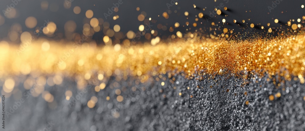 Poster shimmering particles create a magical, abstract background effect.