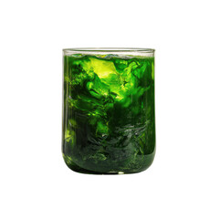 Refreshing Green Drink with Ice Cubes in Glass Close up A vibrant image of a cool green beverage