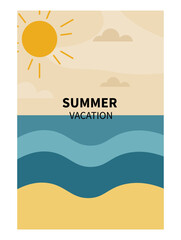 Obraz premium Modern Abstract Summer Vacation Vector Poster Set - Sea, Sand & Sun-03