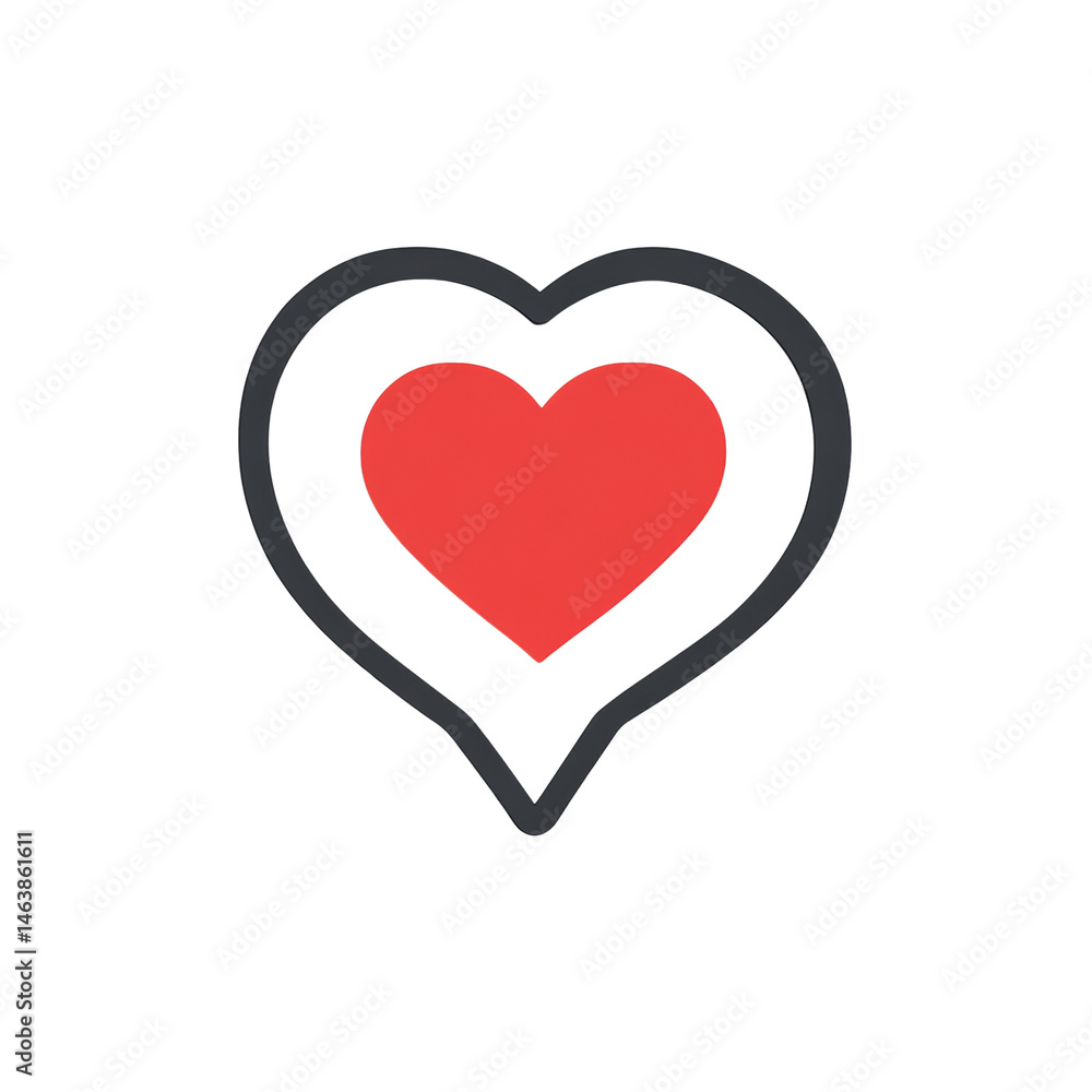 Poster stylized heart icon in a speech bubble design for applications and social media