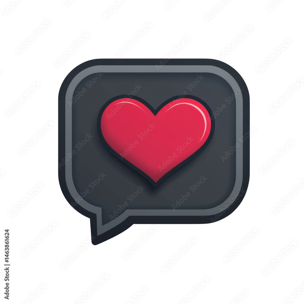 Poster Abstract heart icon within a modern speech bubble symbol on a clean design
