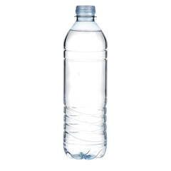 Fototapeta premium Clear plastic water bottle on a black background.