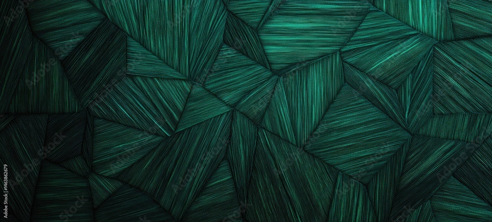 Poster dark green geometric pattern texture with linear detail and angular mosaic structure