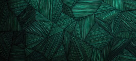 Dark Green Geometric Pattern Texture with Linear Detail and Angular Mosaic Structure