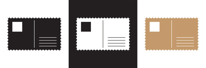 Post card icon. Vector for websites, mobile interfaces, presentations, banner, visual branding etc. Vector illustration. isolated on white and black background. EPS 10 