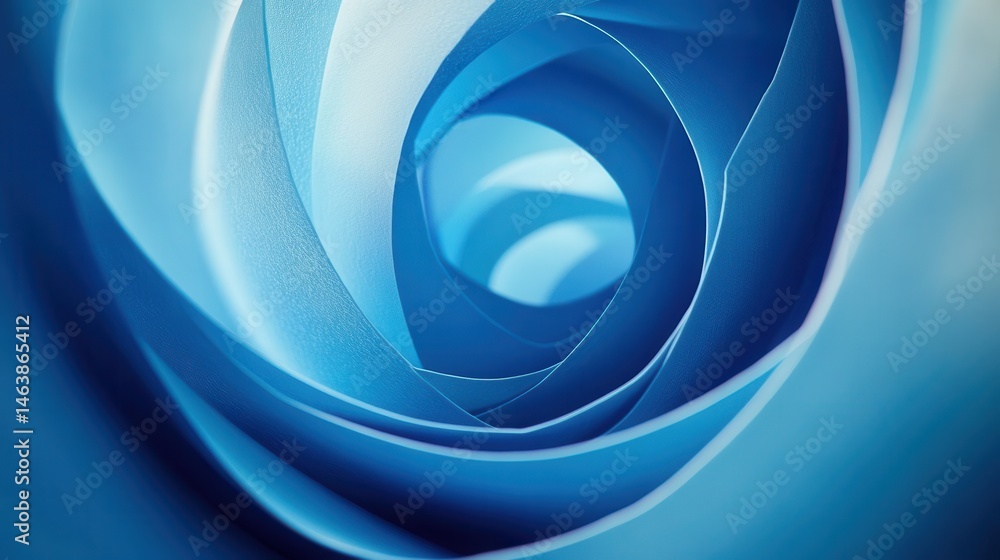 Poster blue paper strips create a spiral tunnel with a captivating depth. use this image to represent abstr