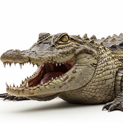 Fototapeta premium ワニ 迫力満点 白い背景 鋭い牙