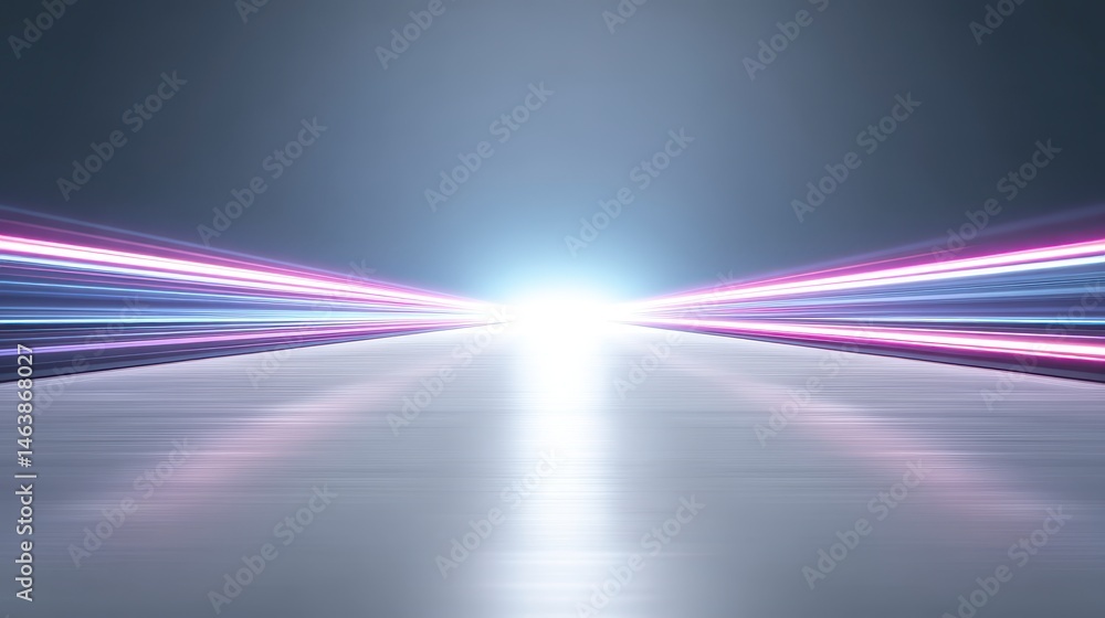 Poster futuristic light streaks on a smooth surface creating a dynamic illusion.