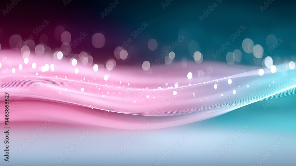Poster abstract colorful waves with light bokeh effects.