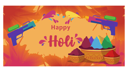 Vibrant Happy Holi Festival Vector Banner Illustrations Set-04