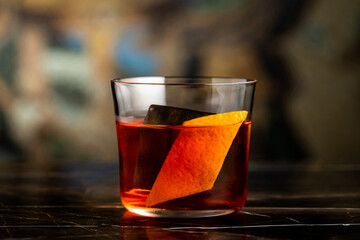 Elegant luxury cocktail in front of dark background