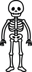 Simple Spooky Halloween Skeleton Line Art Illustration