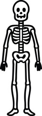 Simple Spooky Halloween Skeleton Line Art Illustration