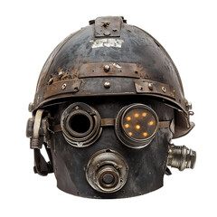 Fototapeta premium A weathered steampunk-inspired miners helmet png