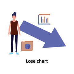 Lose chart :Vector Icon which can easily modify or edit