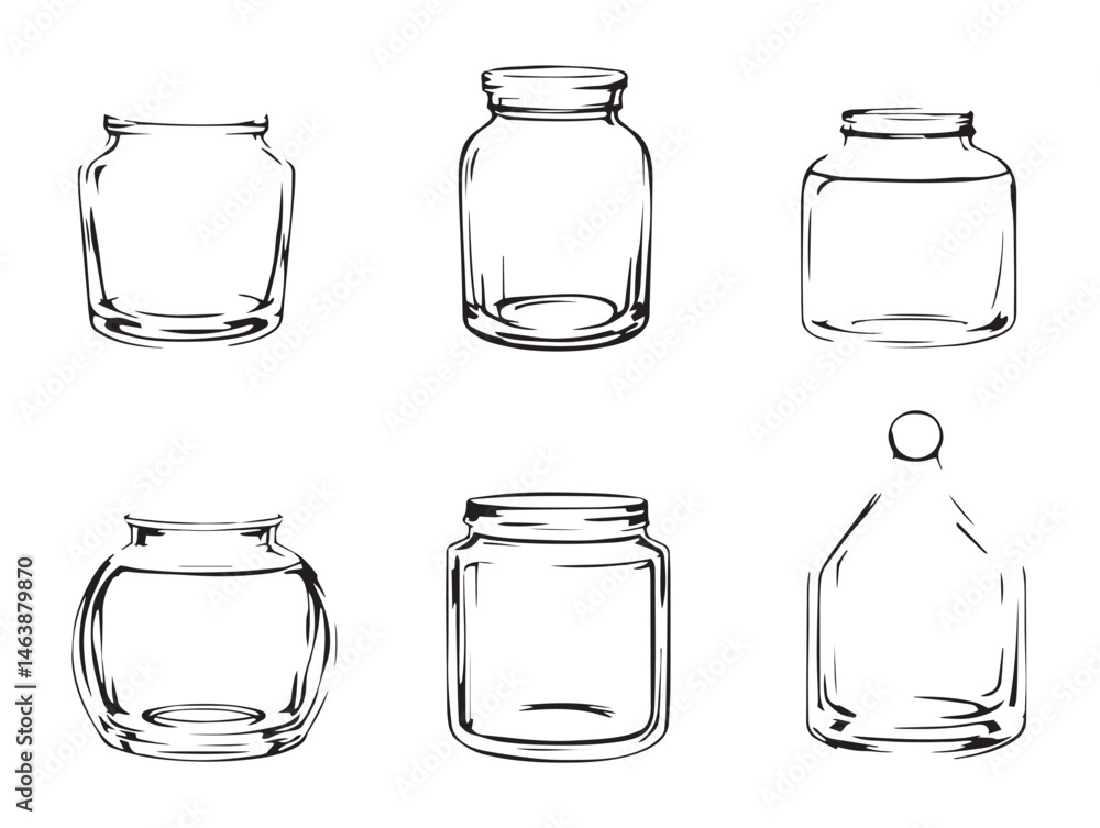 Poster line art of empty jar in minimalistic design