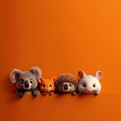 Fototapeta premium Whimsical cartoon animal family portrait