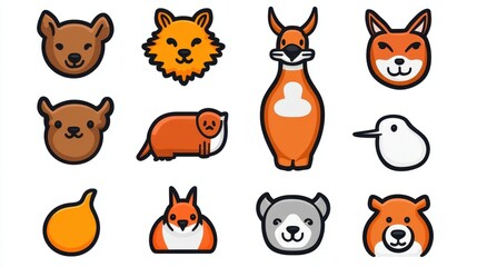 Obraz premium Cute and Colorful Animal Illustrations with Foxes and Squirrels