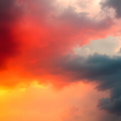 Fototapeta premium Dramatic Stormy Sky Gradient Background - Intense Warm Weather Scene with Vibrant Reds, Oranges & Yellows - Perfect for Presentations, Posters, and Digital Media