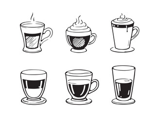 espresso coffee cup line art vector design